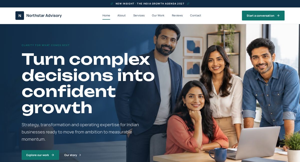 Northstar Advisory website template hero preview