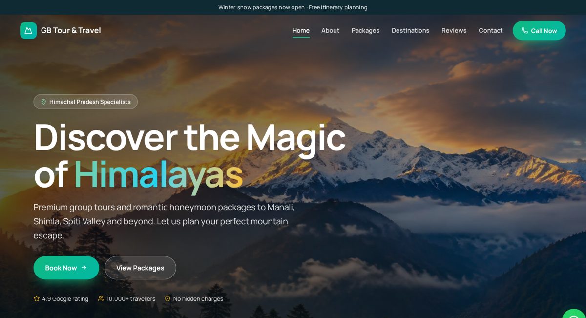 Travel & Tours website template hero preview